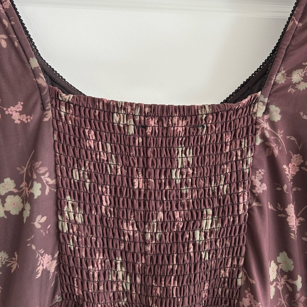 Urban Outfitters Diana Floral Cut Out Romper Brown Green Size L - Picture 13 of 16